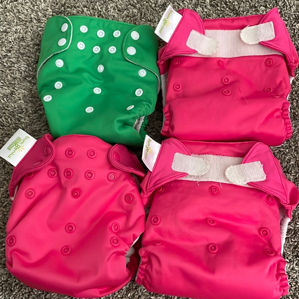 3 Bum Genius 1 Imagine cloth diaper.